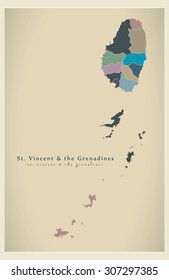 Modern Map - Saint Vincent and the Grenadines region details VC