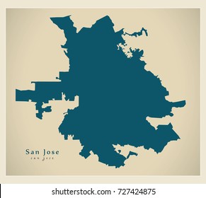 Modern Map - San Jose California USA city map