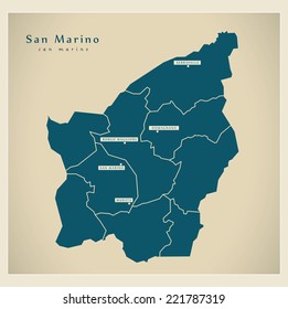 Modern Map - San Marino with cities SM