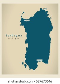 Modern Map - Sardegna IT Italy