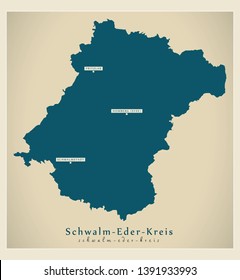 Modern Map - Schwalm-Eder-Kreis county of Hessen DE