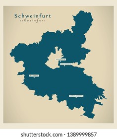 Modern Map - Schweinfurt county of Bavaria DE