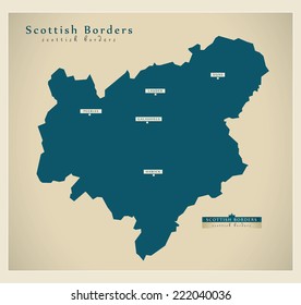 Modern Map - Scottish Borders UK