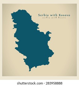 Modern Map - Serbia with Kosovo RS