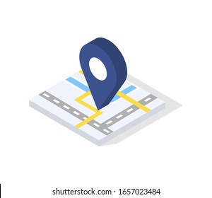 Modern Map Service vector isometric illustration. Good for business/delivery/work subjects.