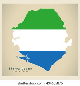 Modern Map - Sierra Leone flag colored SL