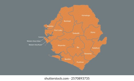 Modern Map of Sierra Leone with Interactive Features, Flat design Sierra Leone outline map.