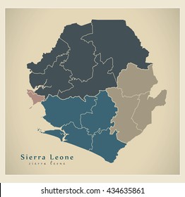 Modern Map - Sierra Leone Province Districts colored SL