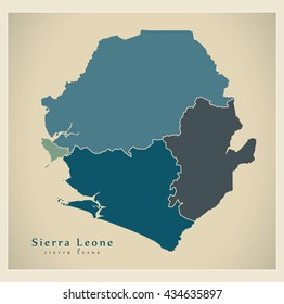Modern Map - Sierra Leone Provinces colored SL