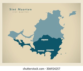 Modern Map - Sint Maarten details SX