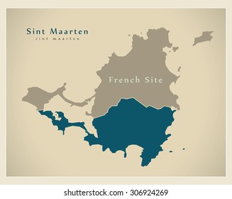 Modern Map - Sint Maarten dutch site SX