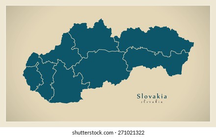 Modern Map - Slovakia with counties SK