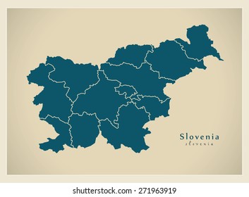 Modern Map - Slovenia with regions SI