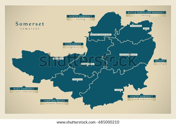 Modern Map Somerset County District Labels Stock Vector (Royalty Free ...