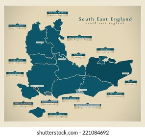 Modern Map - South East England UK