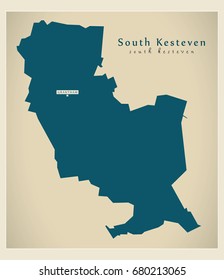 Modern Map - South Kesteven district of Lincolnshire England UK illustration