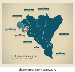 Modern Map - South Montenegro Regions ME