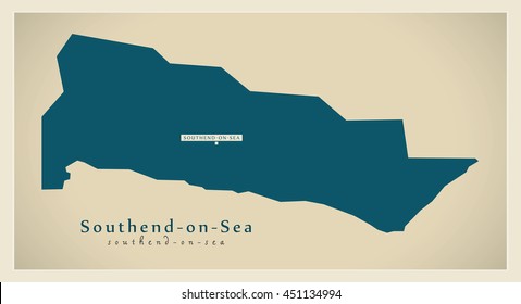 Modern Map - Southend-on-Sea unitary authority England UK