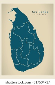 Modern Map - Sri Lanka with provinces LK