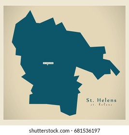 Modern Map - St. Helens district of Merseyside UK England