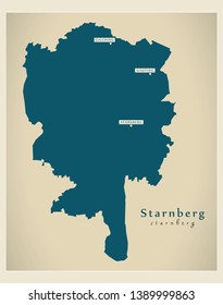 Modern Map - Starnberg county of Bavaria DE