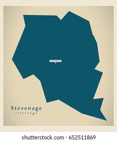 Modern Map - Stevenage district UK illustration
