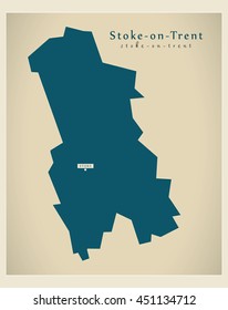 Modern Map - Stoke-on-Trent unitary authority England UK