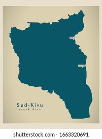 Modern Map - Sud-Kivu province map of DR Congo