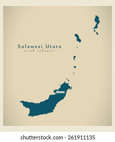 Modern Map Sulawesi Utara Id Stock Vector (Royalty Free) 261911135 ...