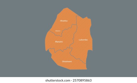 Modern Map of Swaziland with Interactive Features, Flat design Swaziland outline map.