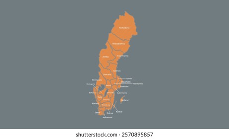 Modern Map of Sweden with Interactive Features, Flat design Sweden outline map.