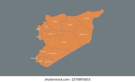 Modern Map of Syria with Interactive Features, Flat design Syria outline map.