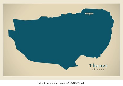 Modern Map - Thanet district UK illustration