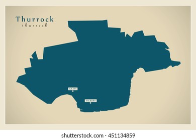 Modern Map - Thurrock unitary authority England UK