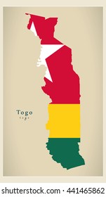 Modern Map - Togo flag colored TG