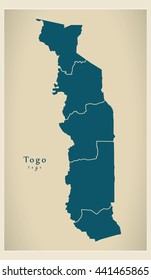 Modern Map - Togo with regions TG