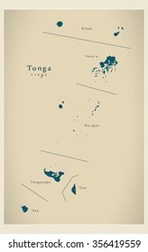 Modern Map - Tonga with names TO