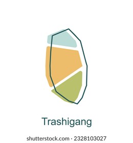 modern map of Trashigang geometric colorful simple illustration design template, Bhutan Map. State and district map of Bhutan