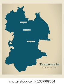 Modern Map - Traunstein county of Bavaria DE