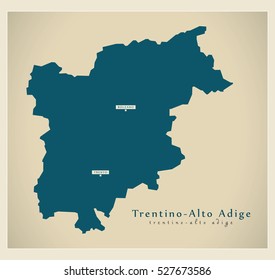 Modern Map - Trentino - Alto Adige IT Italy