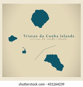 Modern Map - Tristan da Cunha Islands - British Oversea Territory