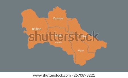 Modern Map of Turkmenistan with Interactive Features, Flat design Turkmenistan outline map.