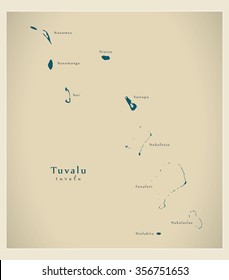 Modern Map - Tuvalu with names TV