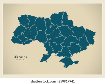 Modern Map - Ukraine with regions UA