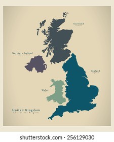 Modern Map - United Kingdom UK