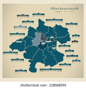 Modern map - Upper Austria AT