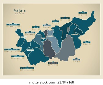 Modern map - Valais CH