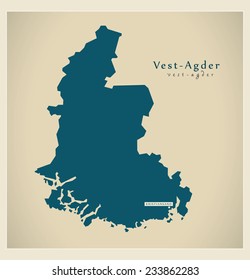 Modern Map - Vest-Agder NO