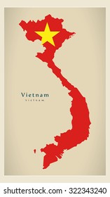 Modern Map - Vietnam flag colored VN