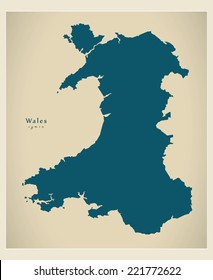 Modern Map - Wales UK